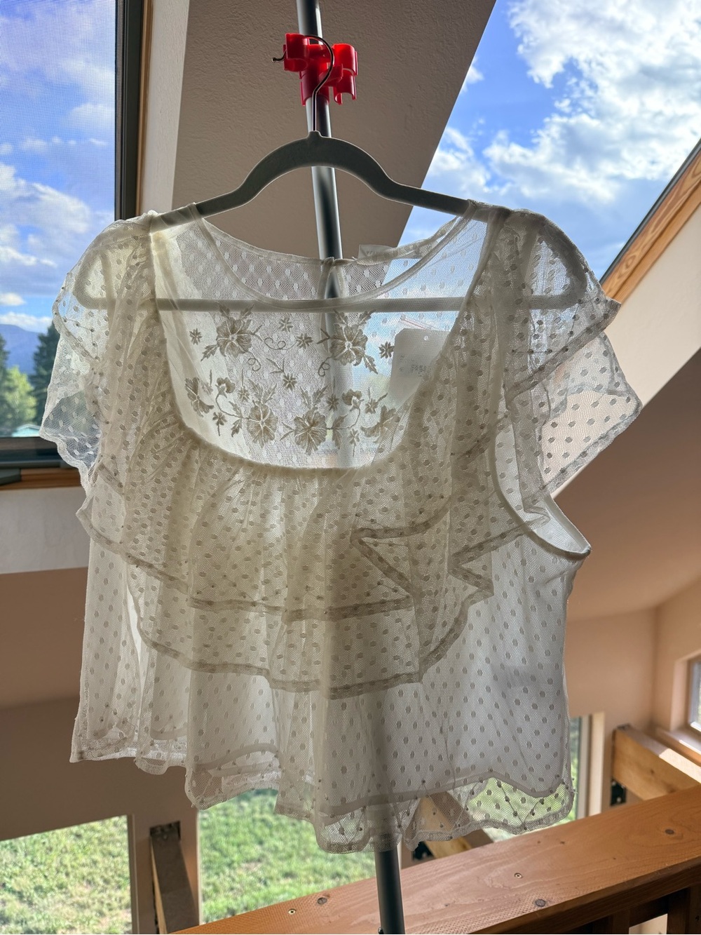 Altar’d State Delicate White Ruffled Sheer Blouse - 3X